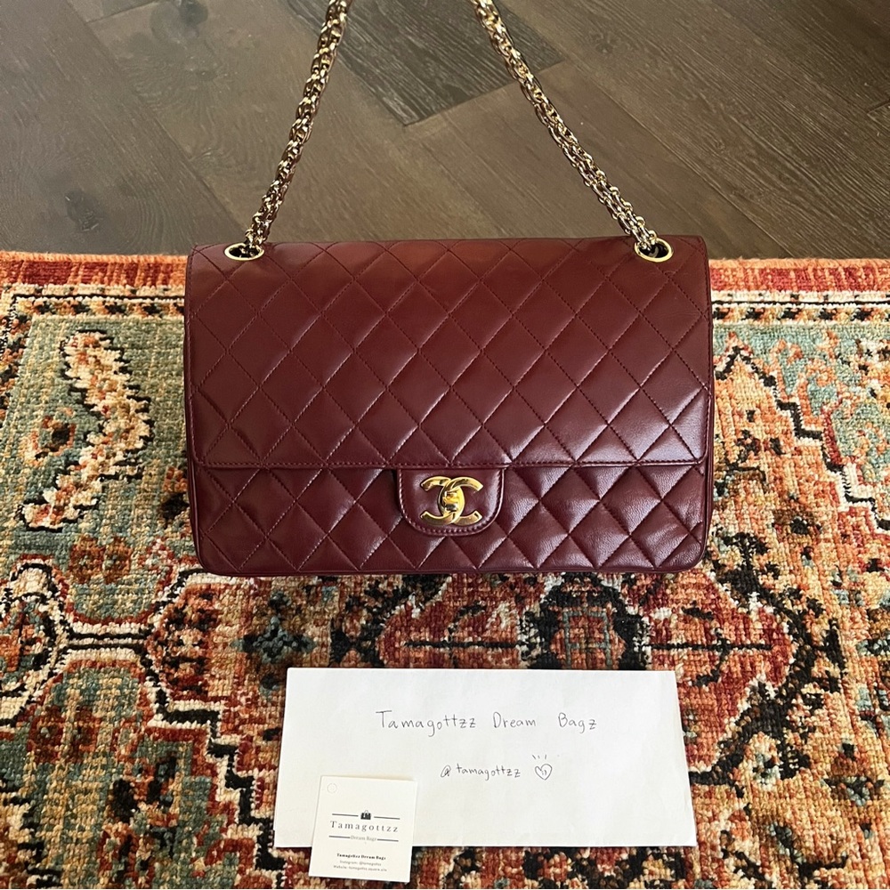 ❌RESERVED❌Chanel Classic Vintage Bijoux Chain Burgundy Medium Double Flap Bag - Picture 3 of 11